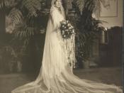 A bride in an elaborate wedding dress from 1929.