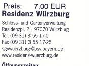 Deutsch: Würzburger Residenz - Eintrittskarte