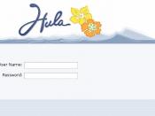 English: A screenshot of the Hula project's (www.hula-project.com) webmail interface displaying the logon screen.