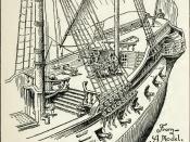 English: Illustration of the Quarter deck of an 18th century frigate.