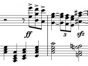 English: The famously dissonant chord and cadence occurring at the end of Salome's monologue at the end of the opera Salome (1905) by Richard Strauss. Created using Sibelius.