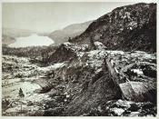 View of Truckee Lake from Donner Pass, taken in 1868 as the Central Pacific Railroad reached completion.