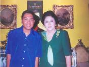 Tagalog: Ako at si Gng. Imelda Romualdez Marcos sa kanyang tahanan sa Makati.