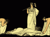 The assassination of Agamemnon, an illustration from Stories from the Greek Tragedians by Alfred Church, 1897.