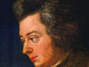 English: Detail of the unfinished portrait of Mozart by Joseph Lange. Français : Détail du portrait inachevé de Mozart par Joseph Lange.