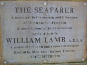English: Plaque on The Seafarer Statue, Montrose
