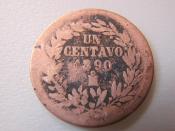 One cent coin of Mexico in regular condition, of my private colection