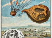 Garnerin releases the balloon and descends with the help of a parachute, 1797. Illustration from the late 19th century.