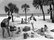 Swain family picnicking near the Colony Beach Club: Longboat Key, Florida