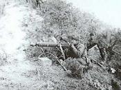 English: An Australian soldier manning a Vickers machine gun during the Korean War.
