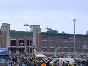 The renovated Lambeau Field on game day.