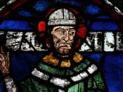 Stained glass window of St. Thomas Becket in Canterbury Cathedral.