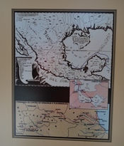 English: Maps depicting Hernan Cortes' route from Cuba to the Tenochtitlan. On display at the Naval History Museum in Mexico City