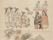 Tenochtitlan, Entrance of Hernan Cortes. Cortez and La Malinche meet Moctezuma II. , November 8, 1519
