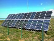 English: Solar panel installation at an information center adjacent to Ögii Lake