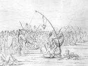 Sketch of a Sioux Sun Dance by George Catlin
