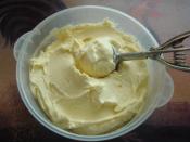 White mocha (coffee) ice cream and ice cream scoop/ice cream disher
