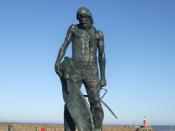English: The Ancient Mariner, Watchet The Ancient Mariner statue in Watchet was commissioned in 2002 by the Market House Museum Society. Sculpted by Alan B Herriot of Penicuik, Scotland, it stands on the esplanade as a tribute to the poet, Samuel Taylor C
