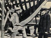 English: Jack London at the building of his ship The Snark 1906