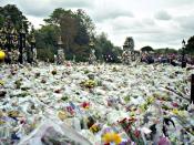 These photographs were taken at dusk and are of flowers and tributes left at Kensington Palace soon after the death of Princess Diana on 31 Aug 1997