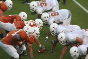 American football line of scrimmage, prior to a play
