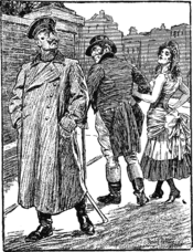 A 1904 German cartoon commenting on the Entente cordiale: John Bull walking off with Marianne, turning his back on Germany.