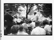 Tennessee v. John T. Scopes Trial: Outdoor proceedings on July 20, 1925, showing William Jennings Bryan and Clarence Darrow. [2 of 4 photos]