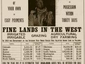 English: United States Department of the Interior advertisment offering 'Indian Land for Sale'. The man pictured is a Yankton Sioux named Not Afraid Of Pawnee