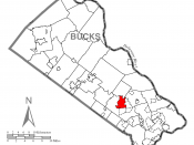 A map of Bucks County showing Richboro, Pennsylvania (alternate) highlighted on the map.