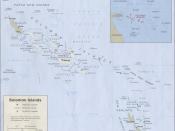 English: Map of the Solomon Islands as of 1989. Province names are included, except for two new provinces as of 1995: the Rennell and Bellona Province (formerly part of Central Province) and the Choiseul Province (formerly part of Western Province).