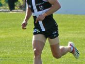 Luke Ball (No. 14) of the St Kilda Football Club, an Australian Football League (AFL) team. At training at the Moorabbin Oval in Melbourne the Tuesday before the 2009 AFL Grand Final.