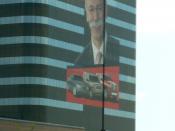 Dieter Zetsche as Dr.Z. on the front of the Chrysler building in Auburn Hills