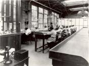 Radium dial painters working in a factory