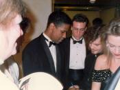 Denzel Washington in the lobby of the Dorothy Chandler Pavilion at the 62nd Annual Academy Awards, 3/26/90