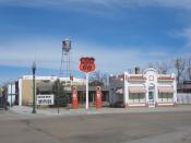 Old but well-maintained Phillips 66 gasoline station in Bassett, Nebraska, USA.