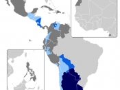 Map of countries with voseo phenomena: primary spoken and written form predominant, yet not as intensive use is regional or localized Spanish-speaking country, voseo non-existent