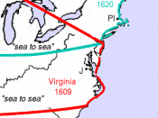 English: The image represents a map of the eastern coast of the United States of America of today; the extension of the rights granted to the Virginia Company by the Plymouth Council. Those rights are widely known as 