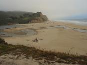Highway 1, Cabrillo Highway, San Gregorio River, Named after Pope Gregory I (Saint Gregory the Great), lean-tos made of driftwood, San Gregorio beach, California, USA