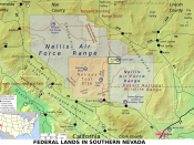 Map showing the location of Yucca Mountain in southern Nevada, to the west of the Nevada Test Site