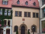 English: Martin Luther died in this house in 1546 Deutsch: Martin Luther starb im Jahr 1546 in diesem Haus