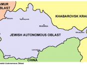 The Jewish Autonomous Oblast with the administrative center of Birobidzhan marked