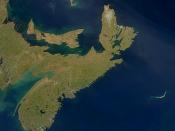 Satellite image of Nova Scotia and surrounding islands.