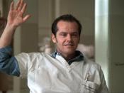 Jack Nicholson as Randle Patrick McMurphy attending a group therapy session held by Nurse Ratched in the 1975 film.