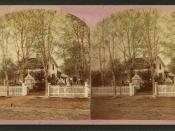 Home with a white picket fence and summer house, Geneseo, by Greene's Gallery
