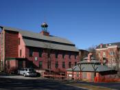 English: 1826 Brick Mill and James Fletcher's Forge, Whitinsville, Mass.