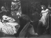 Frederic Leighton's 1850s painting depicting Count Paris (right) seeing Juliet apparently dead.