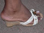 Femal foot in shoe.
