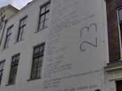 English: The poem The hours rise of the American poet Edward Estlin Cummings on a wall of the building at the Nieuwe Rijn 36 in Leiden, The Netherlands Nederlands: Het gedicht The hourse rise van de Amerikaanse dichter Edward Estlin Cummings op een muur v