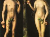 Scholars have pointed out parallels between the girdle Bertilak's wife offers Gawain, and the fruit Eve offered to Adam in the Biblical Garden of Eden. (Adam and Eve Lucas Cranach, ca. 1513)