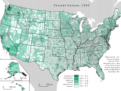 English: Diagram indicating Korean American settlement in the United States. Image as based on the census 2000 by the U.S. Census Bureau.